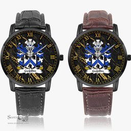ScotsTee Shop Welsh Genillin FARCHOG Caernarfonshire Coat of Arms Family Crest Wales Watch Instafamous Wide Type Quartz Watch