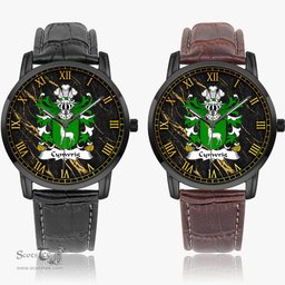 ScotsTee Shop Welsh Cynwrig FYCHAN or CWNWS DDU Coat of Arms Family Crest Wales Watch Instafamous Wide Type Quartz Watch