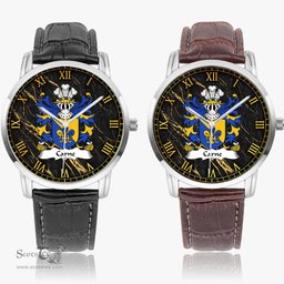 ScotsTee Shop Welsh Carne of Nash and Ewenni Glamorgan Coat of Arms Family Crest Wales Watch Instafamous Wide Type Quartz Watch