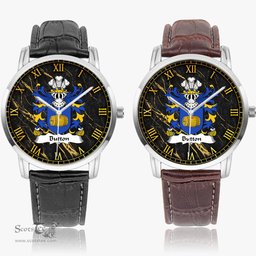 ScotsTee Shop Welsh Button of Worlton Glamorgan Coat of Arms Family Crest Wales Watch Instafamous Wide Type Quartz Watch