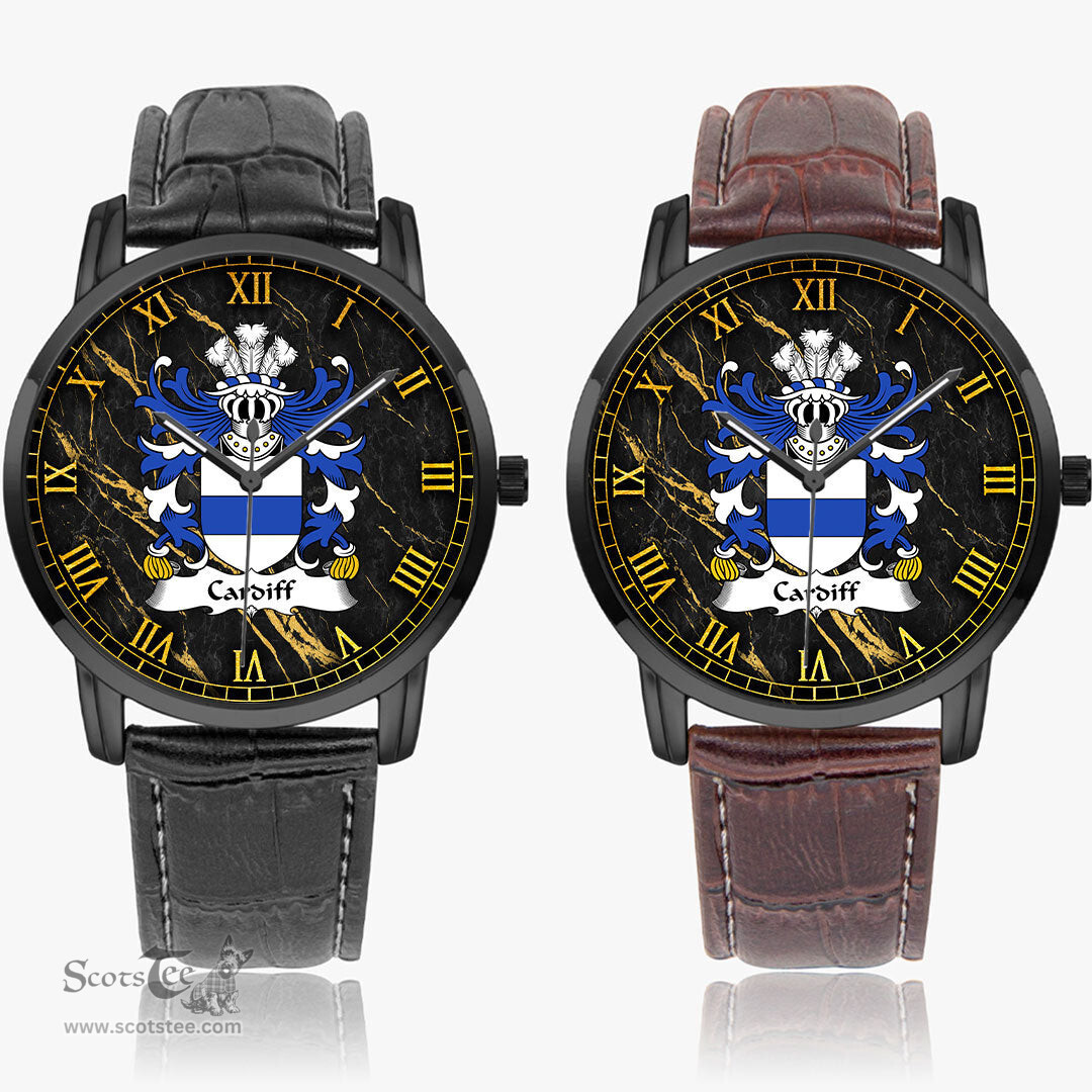 ScotsTee Shop Welsh Cardiff Sir Walter Glamorgan Coat of Arms Family Crest Wales Watch Instafamous Wide Type Quartz Watch
