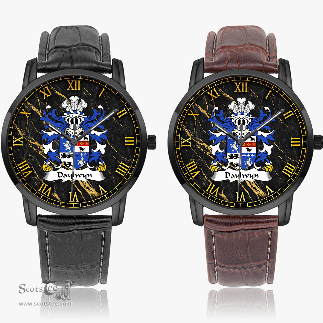 ScotsTee Shop Welsh Daylwyn or Bushe Coat of Arms Family Crest Wales Watch Instafamous Wide Type Quartz Watch