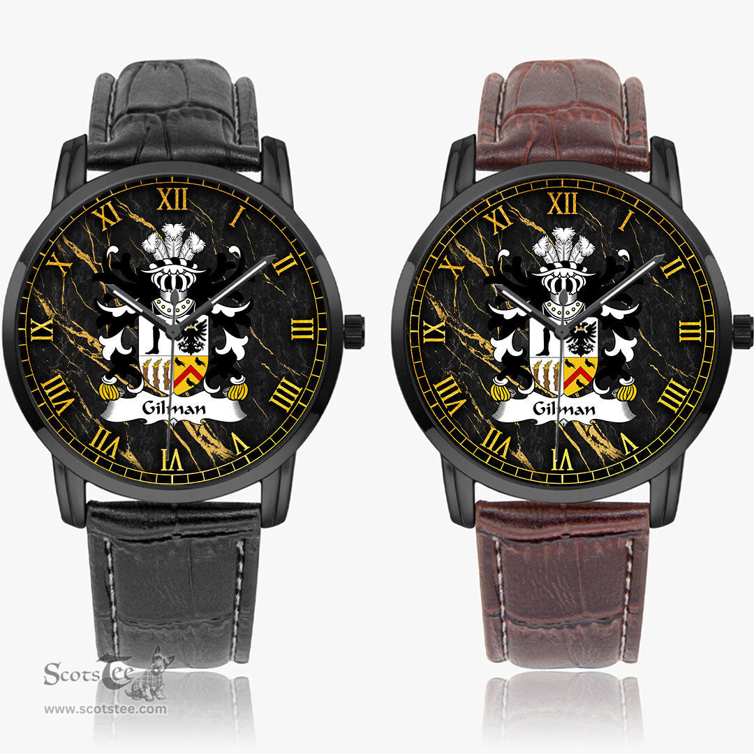 ScotsTee Shop Welsh Gilman Claims descent from Cilmin Troed ddu Coat of Arms Family Crest Wales Watch Instafamous Wide Type Quartz Watch