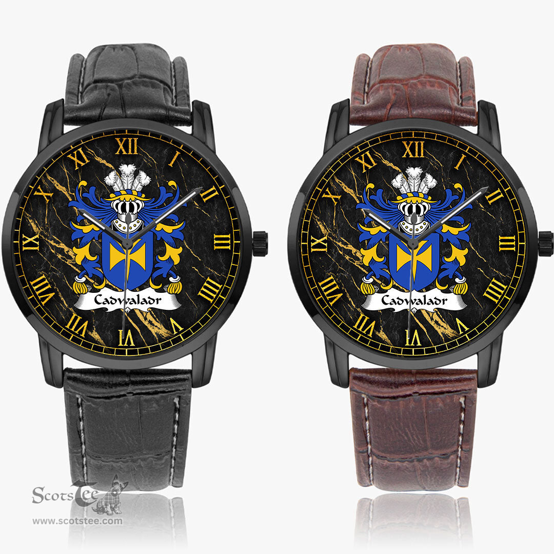 ScotsTee Shop Welsh Cadwaladr FENDIGAID King of Gwynedd Coat of Arms Family Crest Wales Watch Instafamous Wide Type Quartz Watch