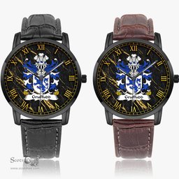 ScotsTee Shop Welsh Gruffudd AP MADOG of Nannau Merionethshire Coat of Arms Family Crest Wales Watch Instafamous Wide Type Quartz Watch