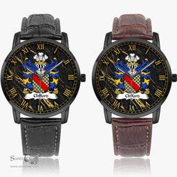 ScotsTee Shop Welsh Clifford of Herefordshire Coat of Arms Family Crest Wales Watch Instafamous Wide Type Quartz Watch