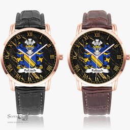 ScotsTee Shop Welsh Fulbach or Filbech of Marloes of Pembrokeshire Coat of Arms Family Crest Wales Watch Instafamous Wide Type Quartz Watch