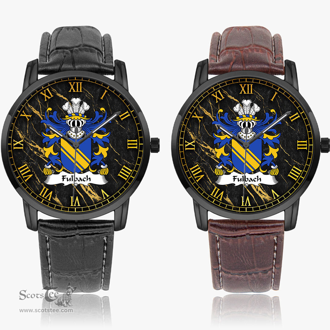 ScotsTee Shop Welsh Fulbach or Filbech of Marloes of Pembrokeshire Coat of Arms Family Crest Wales Watch Instafamous Wide Type Quartz Watch