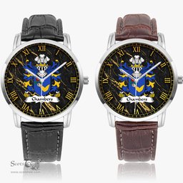 ScotsTee Shop Welsh Chambers of Denbighshire Coat of Arms Family Crest Wales Watch Instafamous Wide Type Quartz Watch