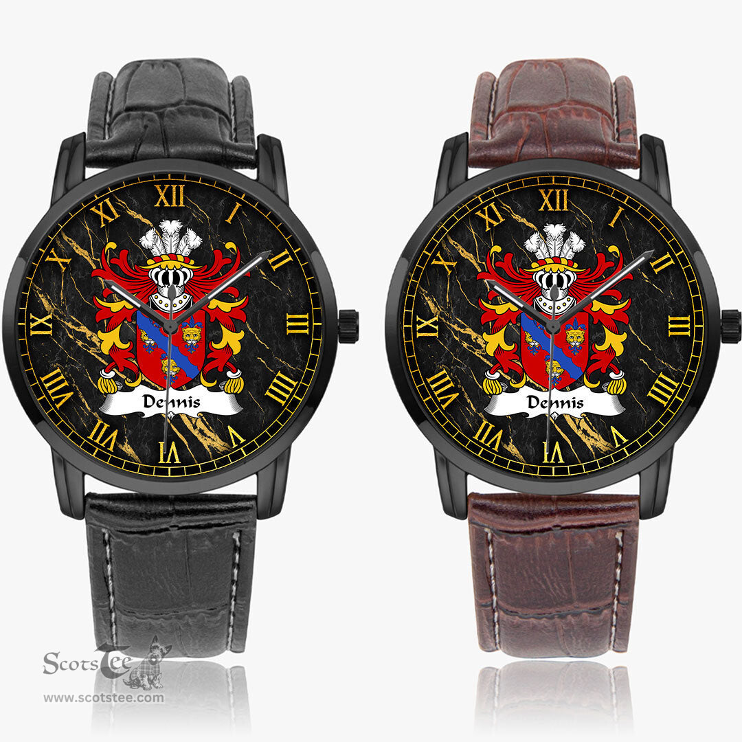 ScotsTee Shop Welsh Dennis or DENNYS DENEYS Glamorgan Coat of Arms Family Crest Wales Watch Instafamous Wide Type Quartz Watch