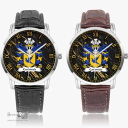 ScotsTee Shop Welsh Cardwed of Twrcelyn Bangor Coat of Arms Family Crest Wales Watch Instafamous Wide Type Quartz Watch
