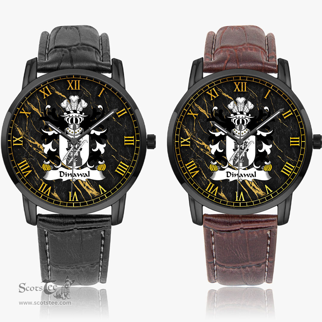 ScotsTee Shop Welsh Dinawal Descended from Tydwal Gloff Coat of Arms Family Crest Wales Watch Instafamous Wide Type Quartz Watch