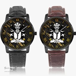 ScotsTee Shop Welsh Cilmin TROED DDU Coat of Arms Family Crest Wales Watch Instafamous Wide Type Quartz Watch
