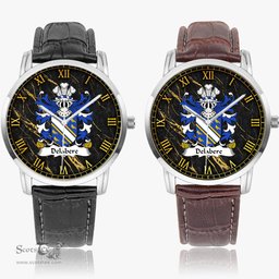 ScotsTee Shop Welsh Delabere of Kinnersley and Tibberton Herefordshire Coat of Arms Family Crest Wales Watch Instafamous Wide Type Quartz Watch