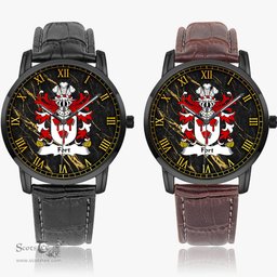ScotsTee Shop Welsh Fort of Llansteffan Carmarthenshire Coat of Arms Family Crest Wales Watch Instafamous Wide Type Quartz Watch