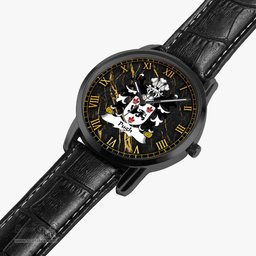 ScotsTee Shop Welsh Pugh of Mathafarn Llanwrin Montgomeryshire Coat of Arms Family Crest Wales Watch Instafamous Wide Type Quartz Watch
