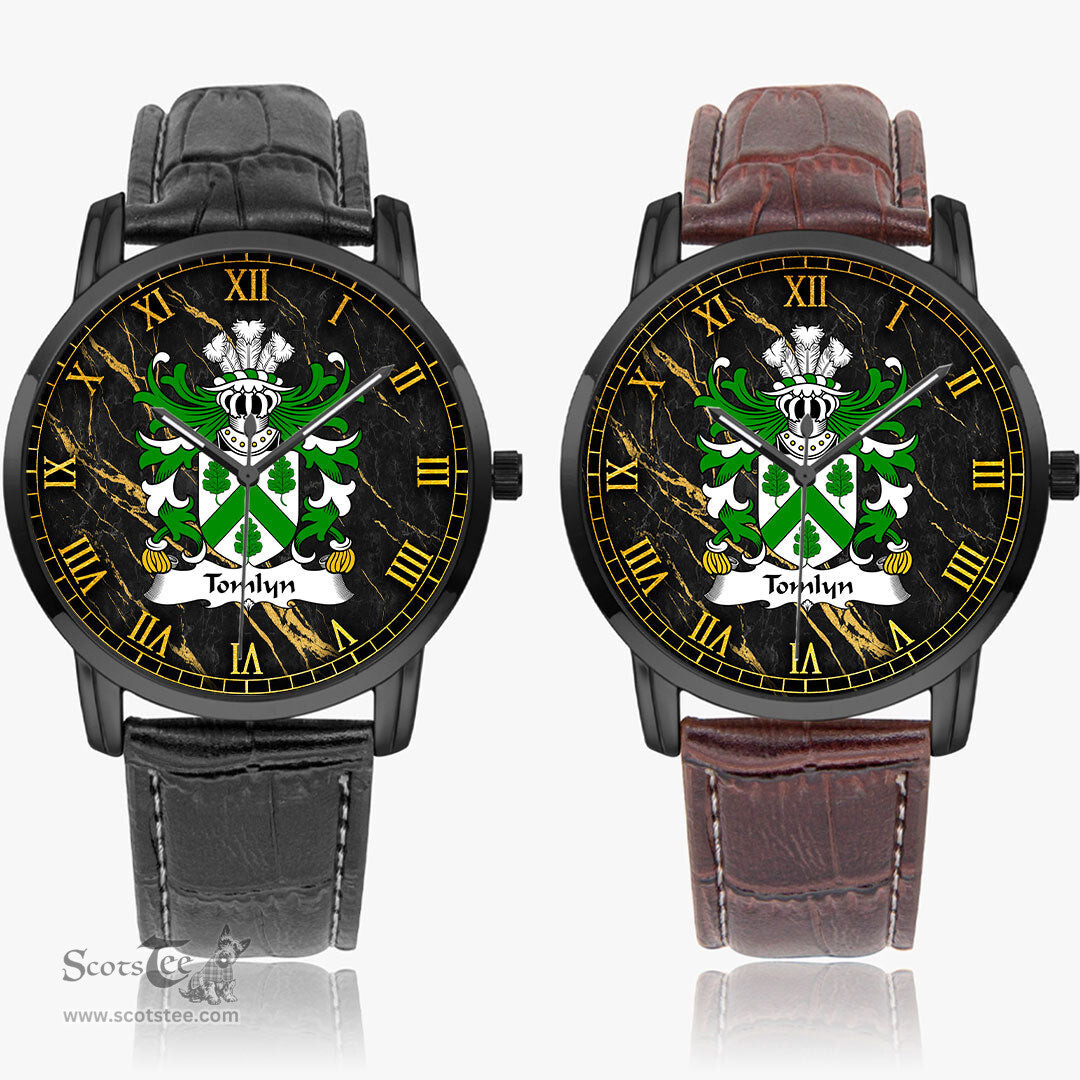 ScotsTee Shop Welsh Tomlyn lord of Llanllywel Montgomeryshire Coat of Arms Family Crest Wales Watch Instafamous Wide Type Quartz Watch