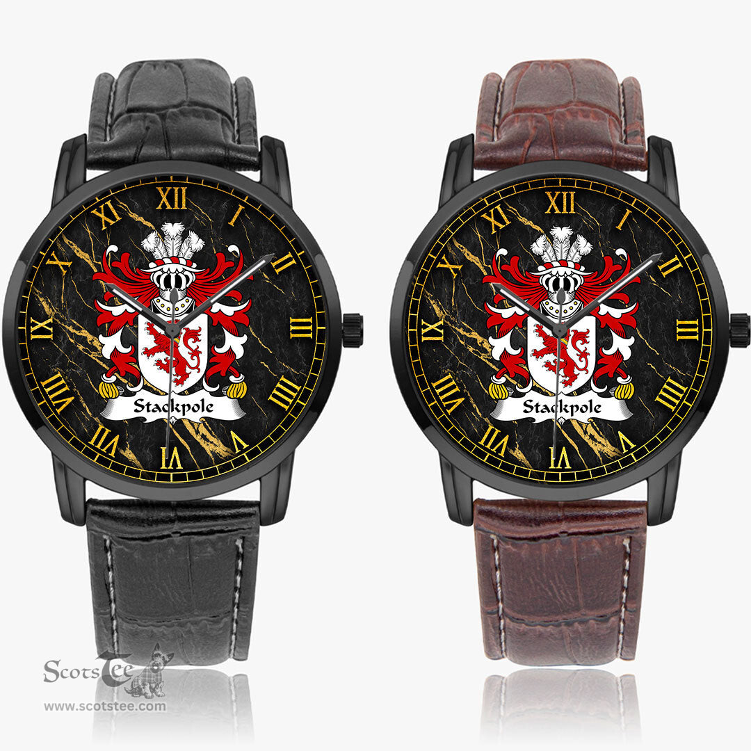 ScotsTee Shop Welsh Stackpole of Pembrokeshire Coat of Arms Family Crest Wales Watch Instafamous Wide Type Quartz Watch
