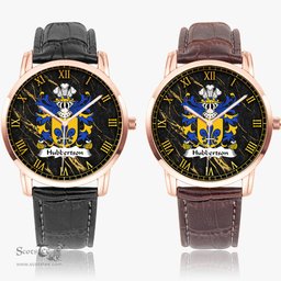 ScotsTee Shop Welsh Hubbertson of Pembrokeshire Coat of Arms Family Crest Wales Watch Instafamous Wide Type Quartz Watch