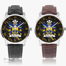 ScotsTee Shop Welsh Hubbertson of Pembrokeshire Coat of Arms Family Crest Wales Watch Instafamous Wide Type Quartz Watch