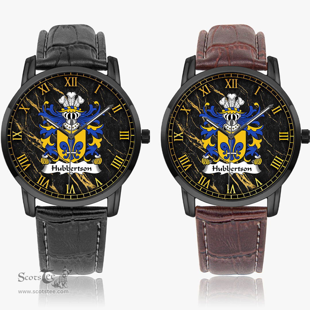 ScotsTee Shop Welsh Hubbertson of Pembrokeshire Coat of Arms Family Crest Wales Watch Instafamous Wide Type Quartz Watch