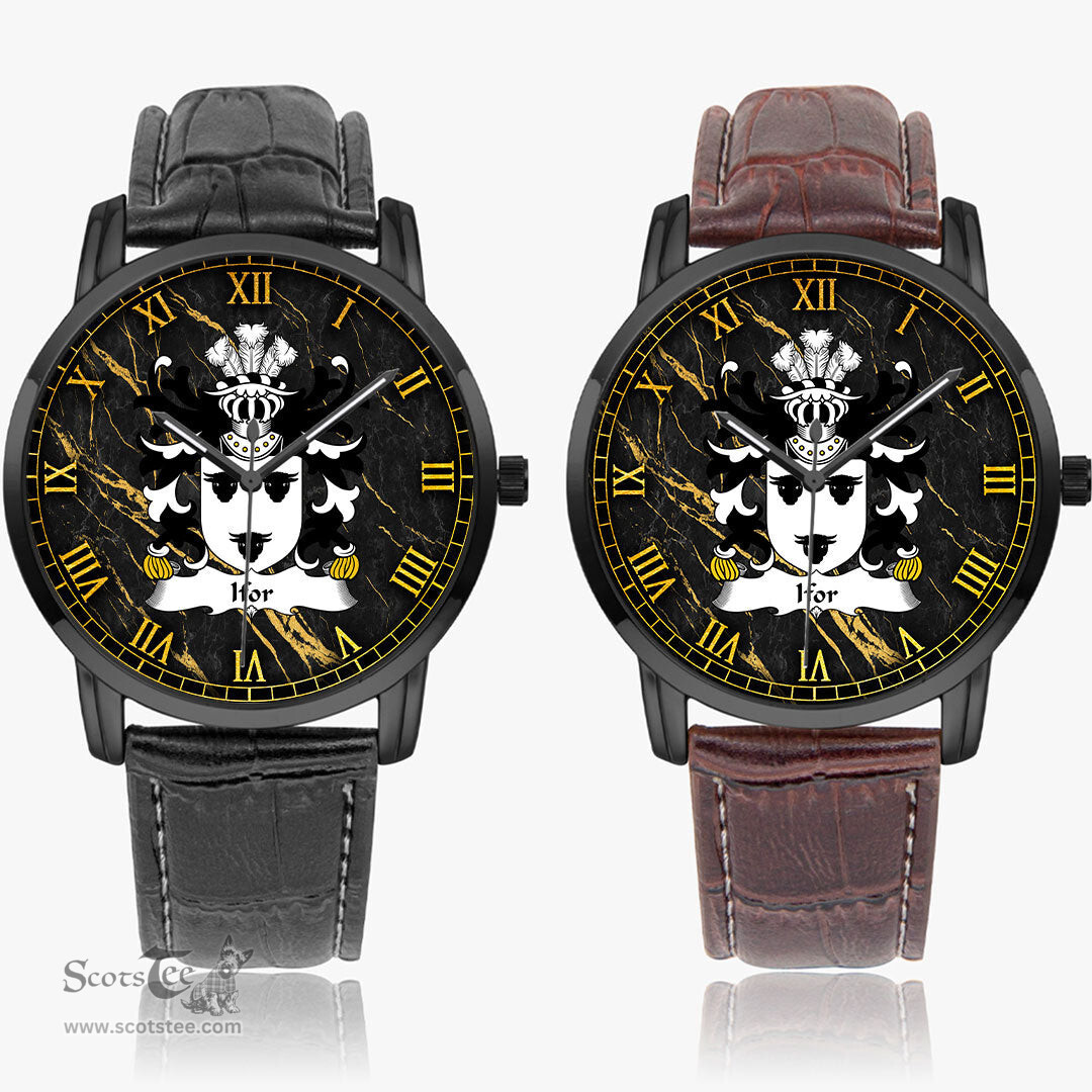 ScotsTee Shop Welsh Ifor HAEL the generous Coat of Arms Family Crest Wales Watch Instafamous Wide Type Quartz Watch