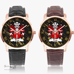 ScotsTee Shop Welsh Rhys AP DAFYDD Coat of Arms Family Crest Wales Watch Instafamous Wide Type Quartz Watch