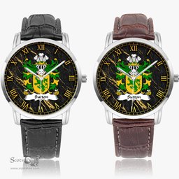 ScotsTee Shop Welsh Sutton of Haverfordwest Pembrokeshire Coat of Arms Family Crest Wales Watch Instafamous Wide Type Quartz Watch