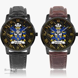 ScotsTee Shop Welsh Mathews of Blodwel Llanyblodwel Shropshire Coat of Arms Family Crest Wales Watch Instafamous Wide Type Quartz Watch