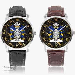 ScotsTee Shop Welsh Poole of Hawarden Flint Coat of Arms Family Crest Wales Watch Instafamous Wide Type Quartz Watch