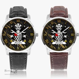 ScotsTee Shop Welsh Stanton or STAUNTON Pembrokeshire Coat of Arms Family Crest Wales Watch Instafamous Wide Type Quartz Watch