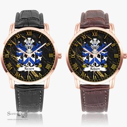 ScotsTee Shop Welsh Robert AP DAFYDD AP RHYS Coat of Arms Family Crest Wales Watch Instafamous Wide Type Quartz Watch