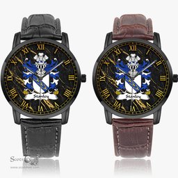 ScotsTee Shop Welsh Stanley of Ewloe Flint Coat of Arms Family Crest Wales Watch Instafamous Wide Type Quartz Watch
