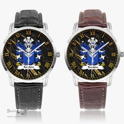 ScotsTee Shop Welsh Tomkin of Shocklach Cheshire Coat of Arms Family Crest Wales Watch Instafamous Wide Type Quartz Watch