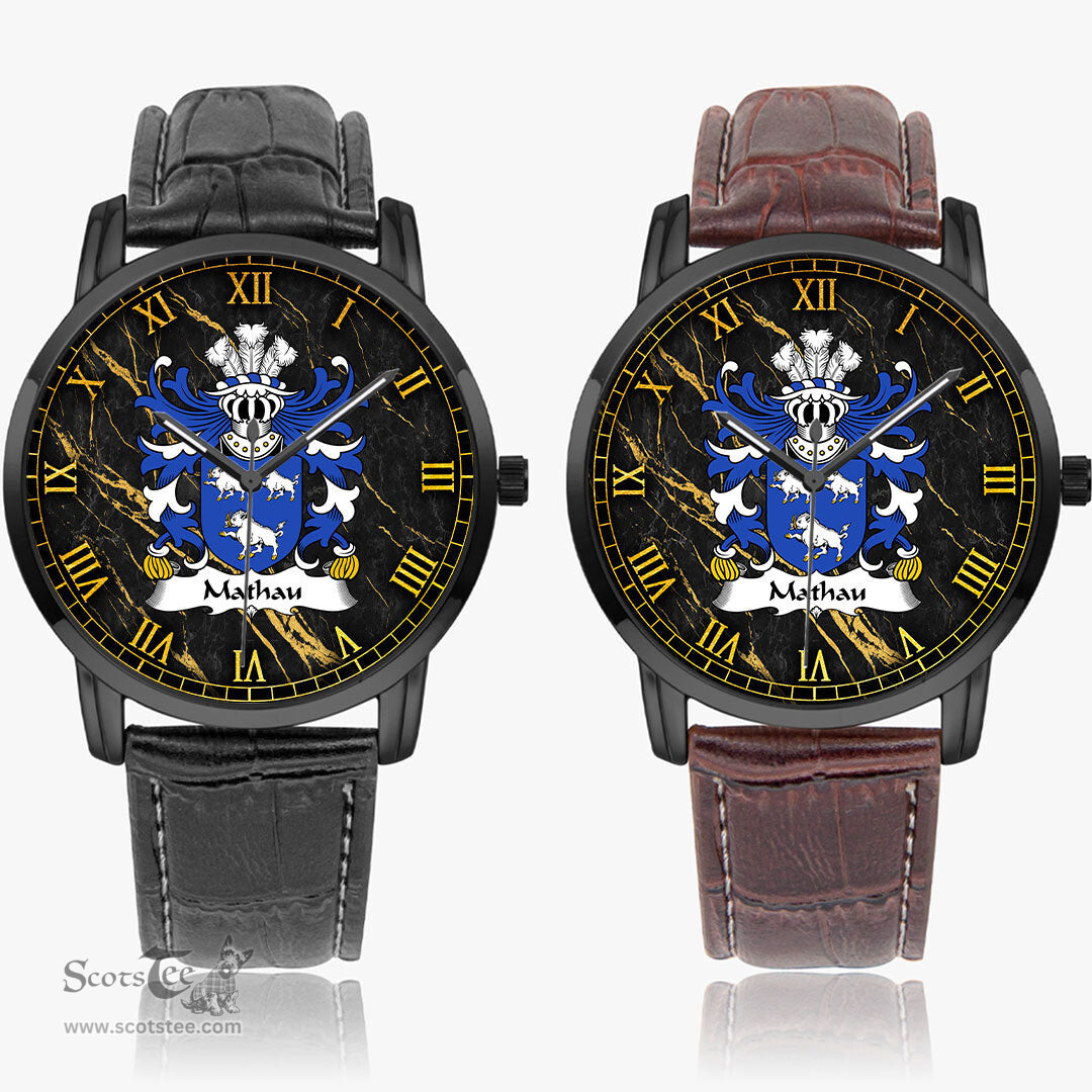 ScotsTee Shop Welsh Mathau or Mathew GOCH Coat of Arms Family Crest Wales Watch Instafamous Wide Type Quartz Watch