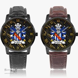 ScotsTee Shop Welsh Stradling of St. Donats Glamorgan Coat of Arms Family Crest Wales Watch Instafamous Wide Type Quartz Watch