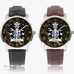 ScotsTee Shop Welsh Meirion MEIRIONNYDD Coat of Arms Family Crest Wales Watch Instafamous Wide Type Quartz Watch