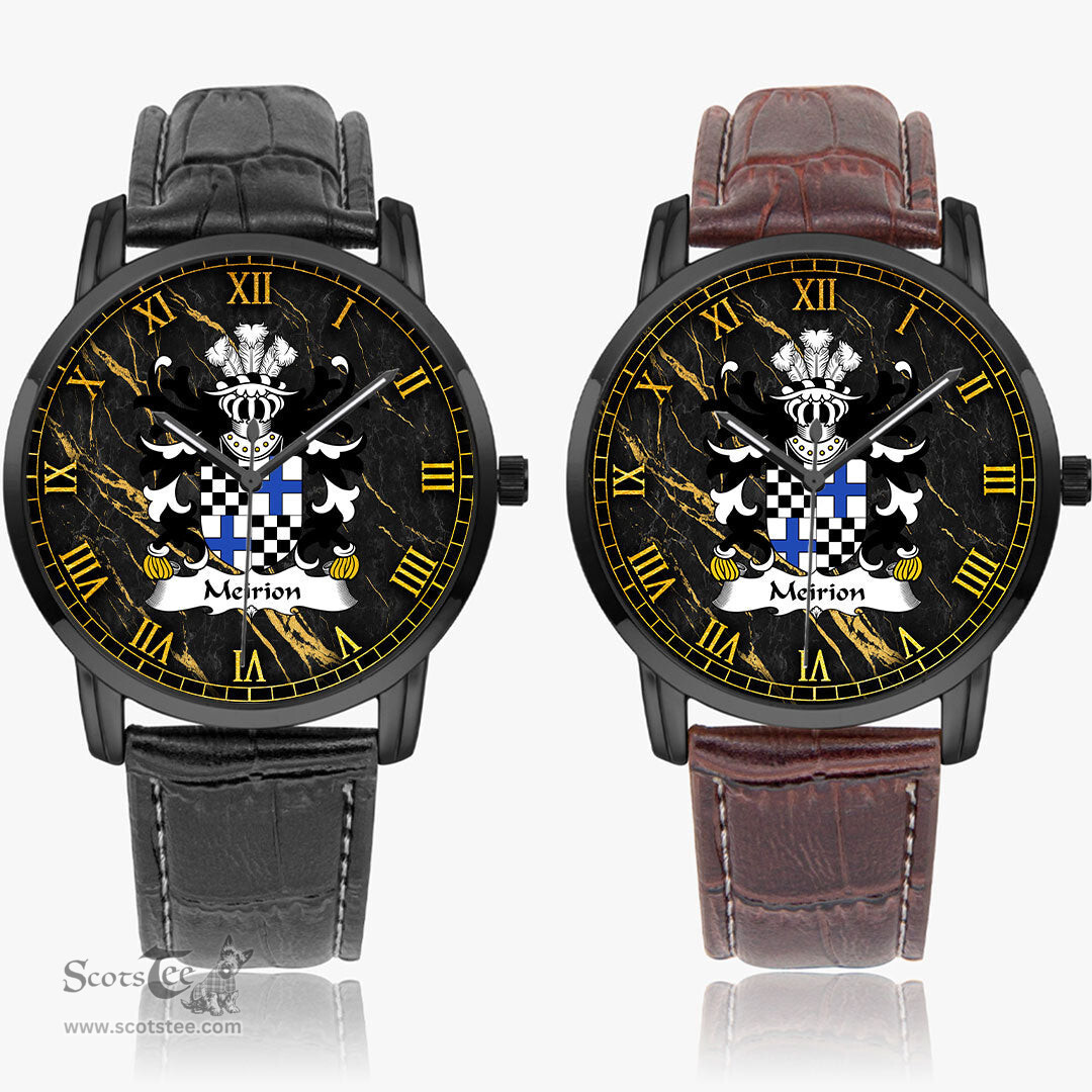 ScotsTee Shop Welsh Meirion MEIRIONNYDD Coat of Arms Family Crest Wales Watch Instafamous Wide Type Quartz Watch