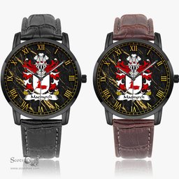 ScotsTee Shop Welsh Maenyrch lord of Brecon Coat of Arms Family Crest Wales Watch Instafamous Wide Type Quartz Watch