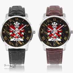 ScotsTee Shop Welsh Hughes Desc. from Hughes of Caernarfon Coat of Arms Family Crest Wales Watch Instafamous Wide Type Quartz Watch