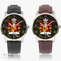 ScotsTee Shop Welsh Ithel ANWYL Ap Bleddyn Coat of Arms Family Crest Wales Watch Instafamous Wide Type Quartz Watch