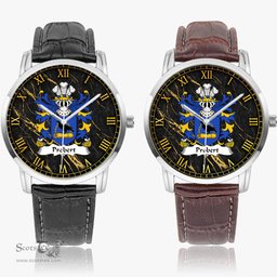 ScotsTee Shop Welsh Probert of Pant glas Tryleg Monmouthshire Coat of Arms Family Crest Wales Watch Instafamous Wide Type Quartz Watch