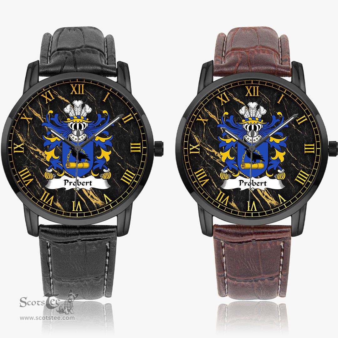 ScotsTee Shop Welsh Probert of Pant glas Tryleg Monmouthshire Coat of Arms Family Crest Wales Watch Instafamous Wide Type Quartz Watch