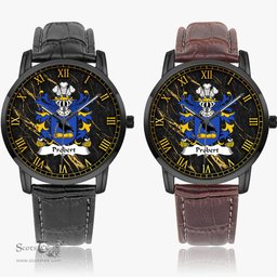 ScotsTee Shop Welsh Probert of Pant glas Tryleg Monmouthshire Coat of Arms Family Crest Wales Watch Instafamous Wide Type Quartz Watch