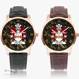 ScotsTee Shop Welsh Merfyn FRYCH King of Gwynedd Coat of Arms Family Crest Wales Watch Instafamous Wide Type Quartz Watch