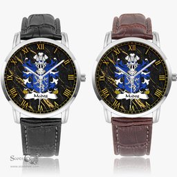 ScotsTee Shop Welsh Madog AP LLYWELYN AP GRIFFRI or Madock Coat of Arms Family Crest Wales Watch Instafamous Wide Type Quartz Watch