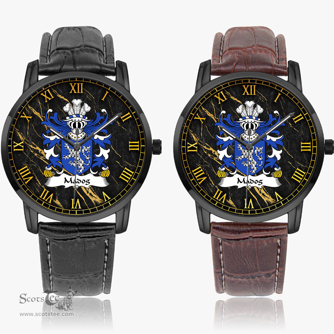 ScotsTee Shop Welsh Madog AP LLYWELYN AP GRIFFRI or Madock Coat of Arms Family Crest Wales Watch Instafamous Wide Type Quartz Watch
