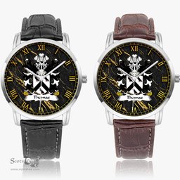 ScotsTee Shop Welsh Thomas AP GRUFFUDD AP NICOLAS Coat of Arms Family Crest Wales Watch Instafamous Wide Type Quartz Watch