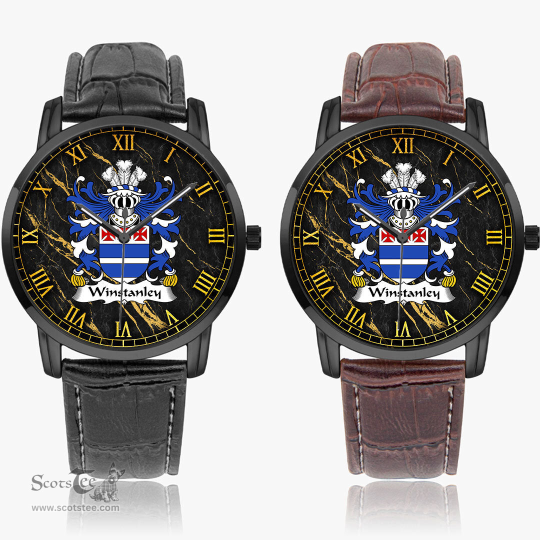 ScotsTee Shop Welsh Winstanley of St. Dogmaels Pembrokeshire Coat of Arms Family Crest Wales Watch Instafamous Wide Type Quartz Watch