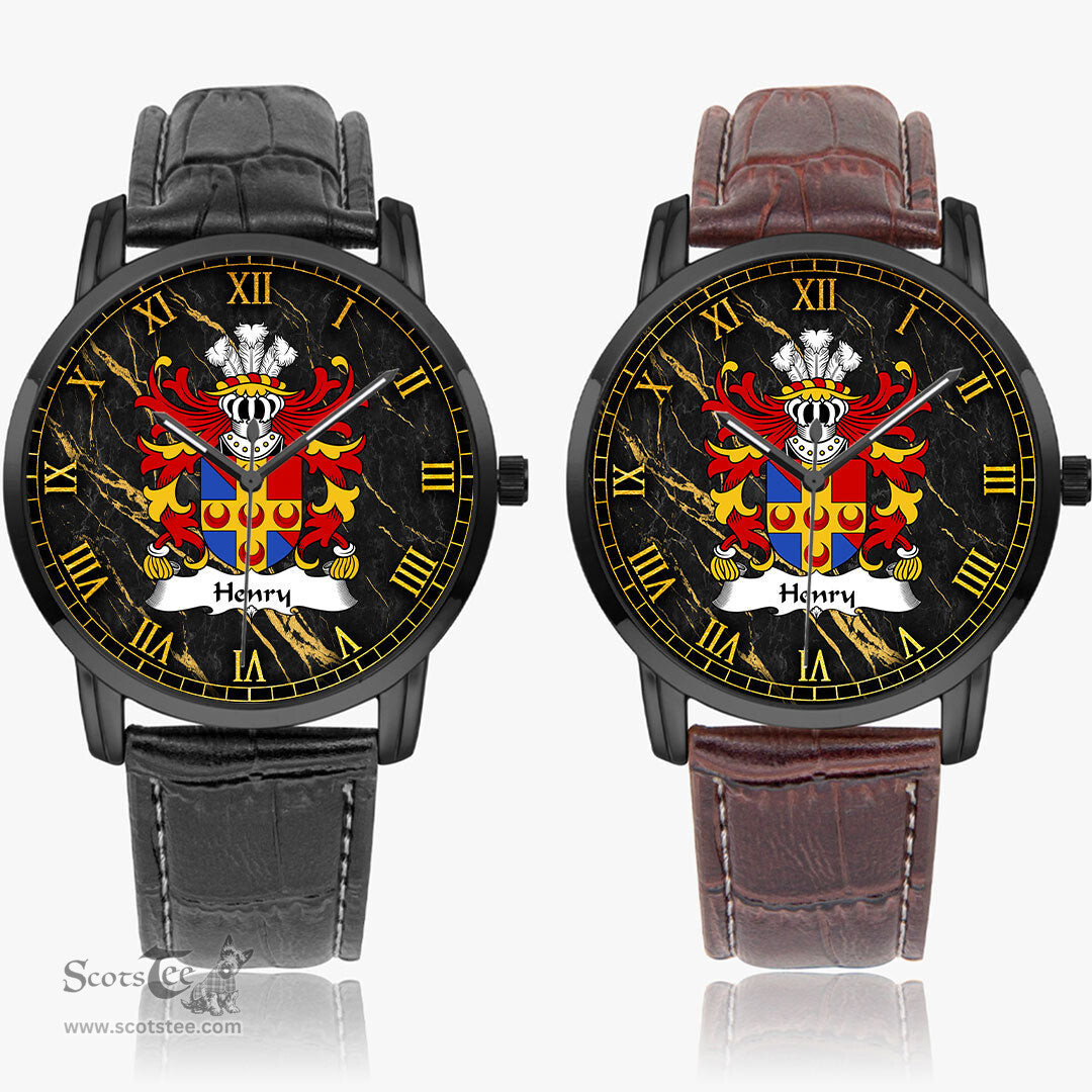 ScotsTee Shop Welsh Henry AP GWILYM AP THOMAS Coat of Arms Family Crest Wales Watch Instafamous Wide Type Quartz Watch